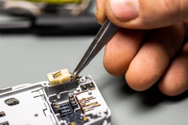 Technician repairing a device